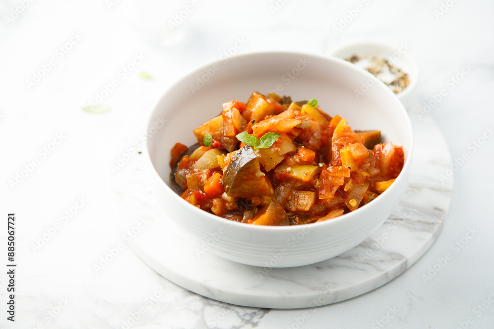 Healthy harvest ragout with eggplant and tomato Healthy harvest ragout with eggplant and tomato