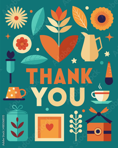 A lavish thank you card featuring vibrant flowers and presents