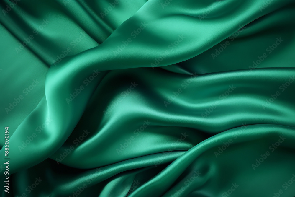 Obraz premium Processed collage of emerald green silk surface texture. Background for banner, backdrop