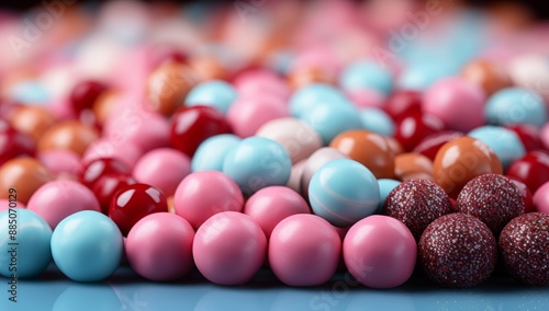 Abstract background with shiny spheres. photo