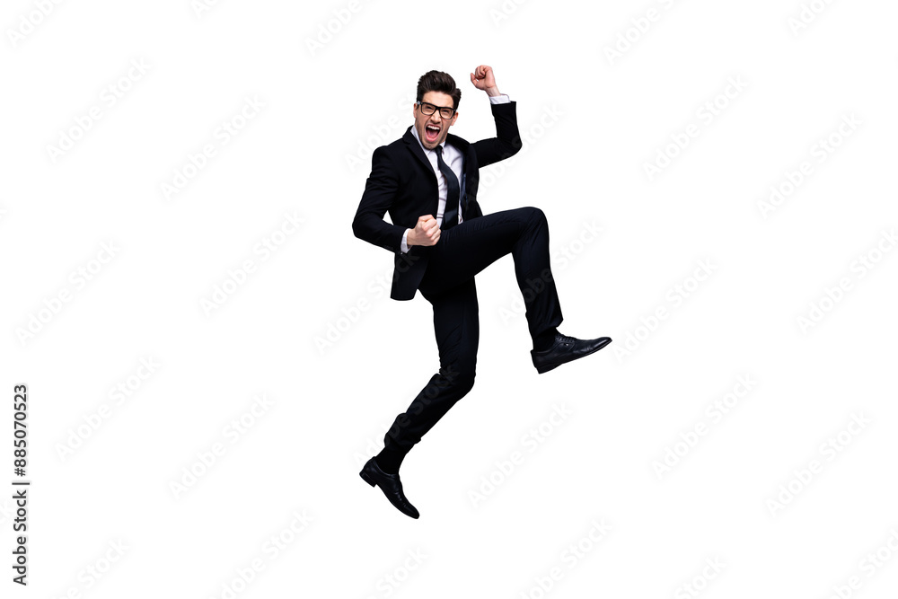 Full length body size view portrait of his he nice attractive crazy cheerful guy executive top manager financier banker career growth experience skills isolated on light gray background Full length body size view portrait of his he nice attractive crazy cheerful guy executive top manager financier banker career growth experience skills isolated on light gray background