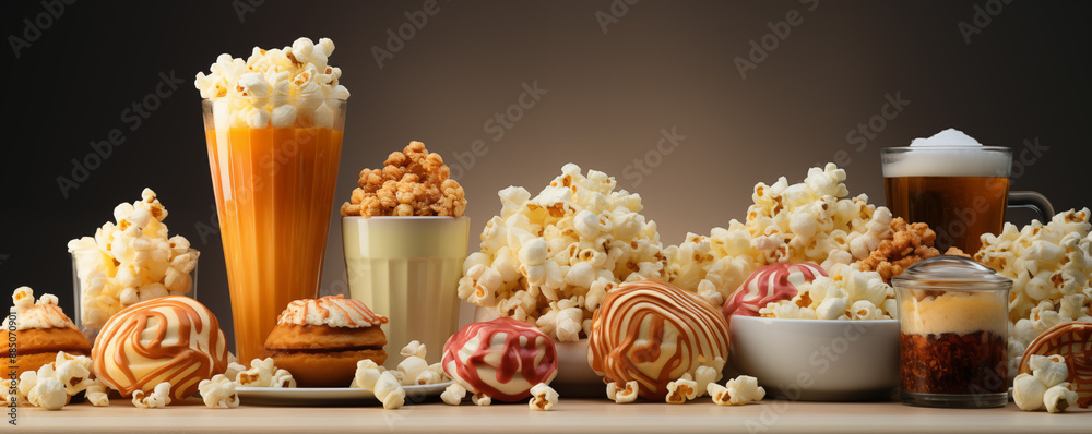 movie elements on a white background and clean pastel light with copy space for text movie elements on a white background and clean pastel light with copy space for text