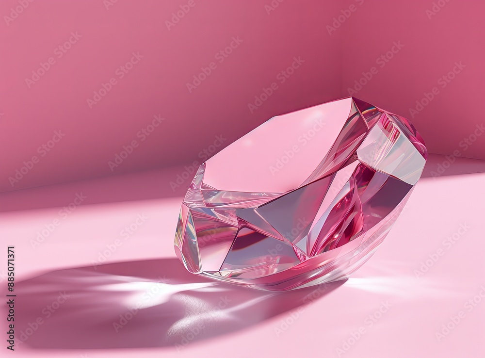 Diamond on a pink background with shadows. Diamond on a pink background with shadows.