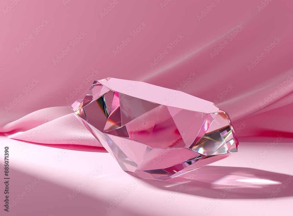 Diamond on a pink background with shadows. Diamond on a pink background with shadows.