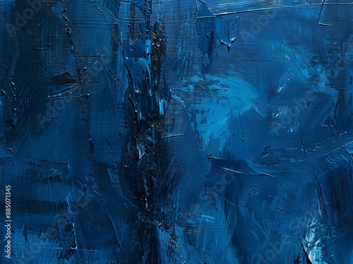 Abstract background wallpaper, blue painting of two angels. purple background, acrylic painting texture, canvas․ Oil paint texture with brush and palette knife strokes.