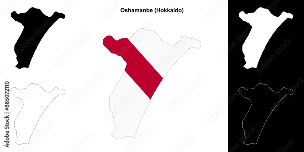 Oshamanbe (Hokkaido) outline map set Oshamanbe (Hokkaido) outline map set