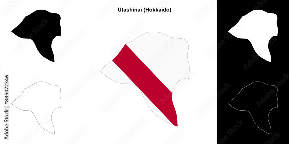 Utashinai (Hokkaido) outline map set Utashinai (Hokkaido) outline map set