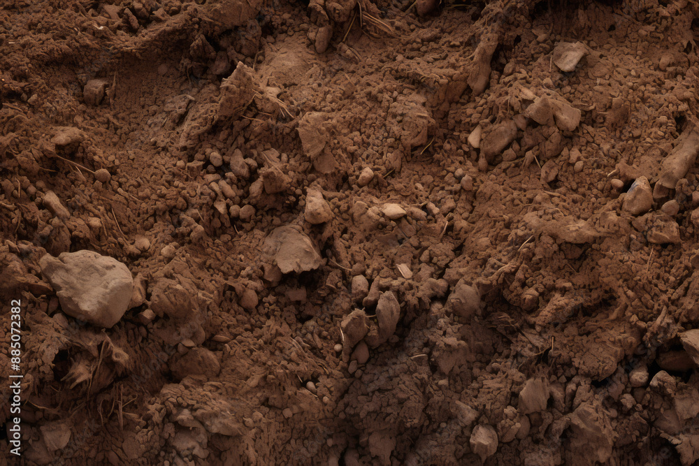 Processed collage of underground brown soil layer material texture. Background for banner Processed collage of underground brown soil layer material texture. Background for banner