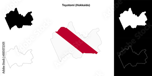 Toyotomi (Hokkaido) outline map set photo