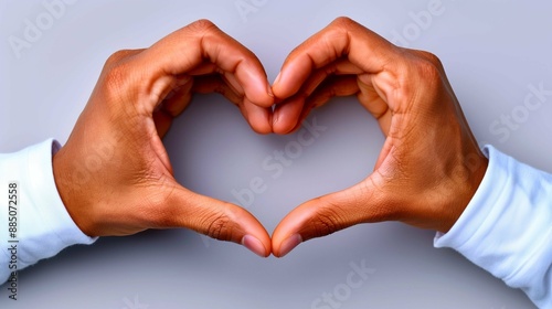 Male hands in a white shirt in the shape of a heart isolated
