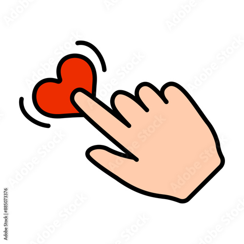 Hand touching heart line icon. Love, care, support, affection, connection, touch, kindness, compassion, heart, giving, humanity, help, charity, empathy, symbol, wellness, peace, icon.