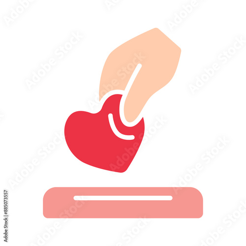 Hand donating heart line icon. Charity, giving, donation, care, love, help, kindness, support, compassion, humanity, heart, hand, community, symbol, empathy, contribution, aid, wellness.