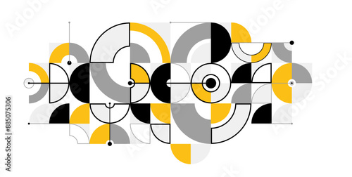 Abstract vector geometric background, tech engineering look like shapes and lines composition, mechanical engine industry style, modular mosaic isolated.