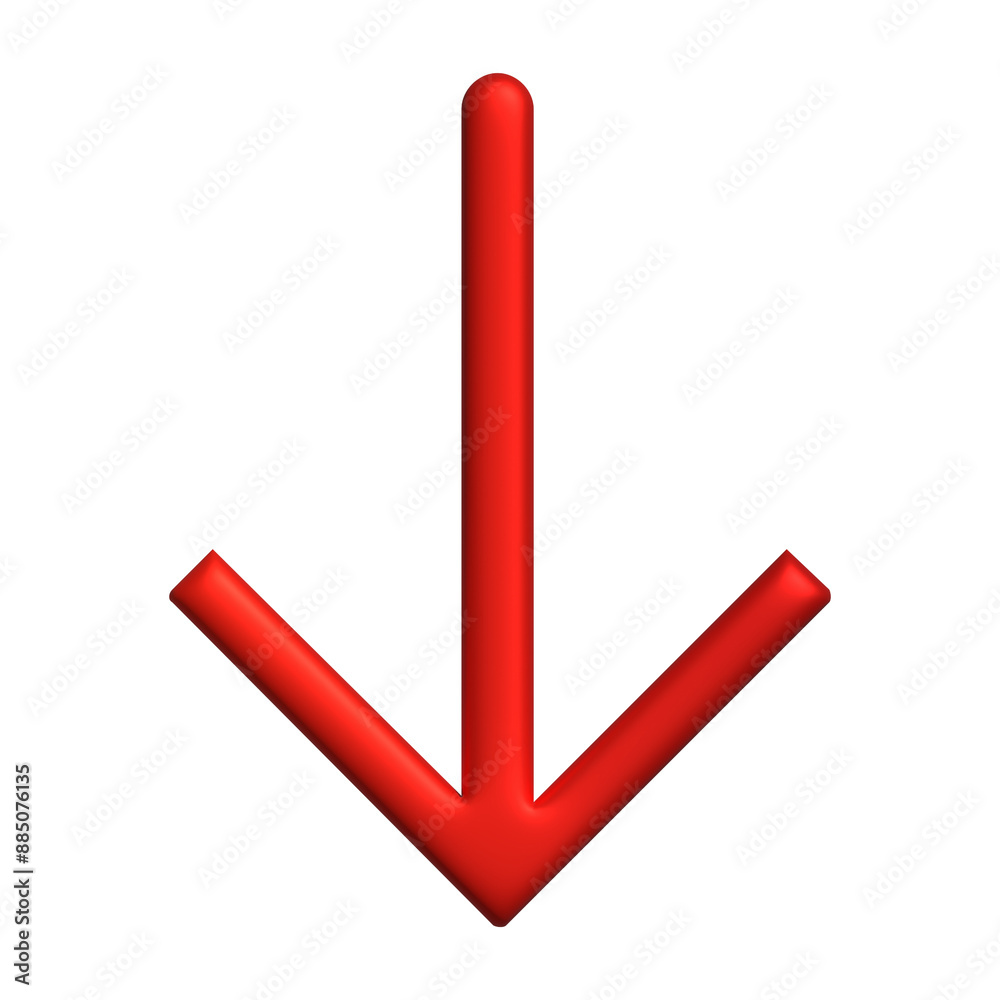 Red arrow downward direction symbol realistic 3d icon design for element Red arrow downward direction symbol realistic 3d icon design for element