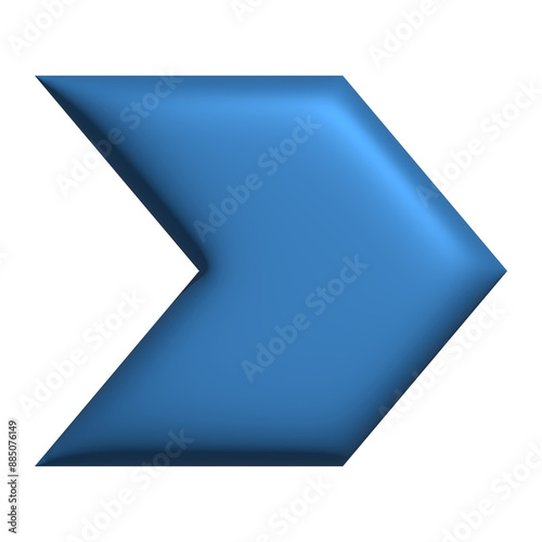 Blue arrow pointing right direction symbol realistic 3d icon design for element