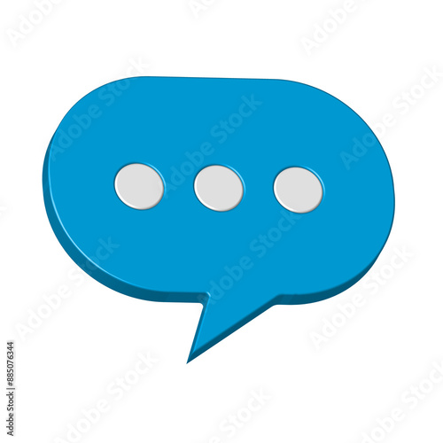 3d speech icon realistic of blue chat symbol