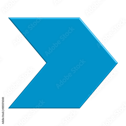 Blue arrow pointing right direction symbol realistic 3d icon design for element