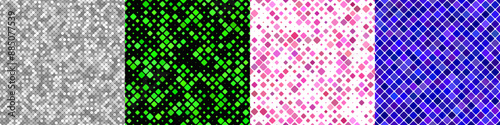 Seamless geometrical diagonal square pattern set
