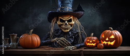 Spooky Halloween pumpkins c...