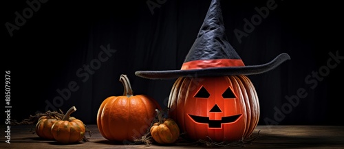 Spooky Halloween pumpkins c...