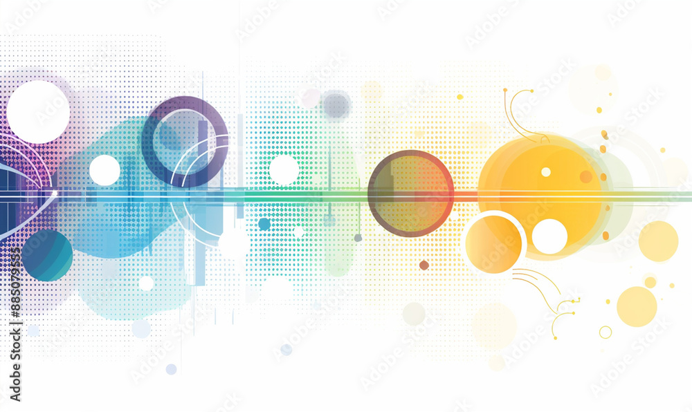 Obraz premium Light background with a gradient of colors, a light strip, circles, simple shapes, straight lines, vector graphics in symmetrical composition