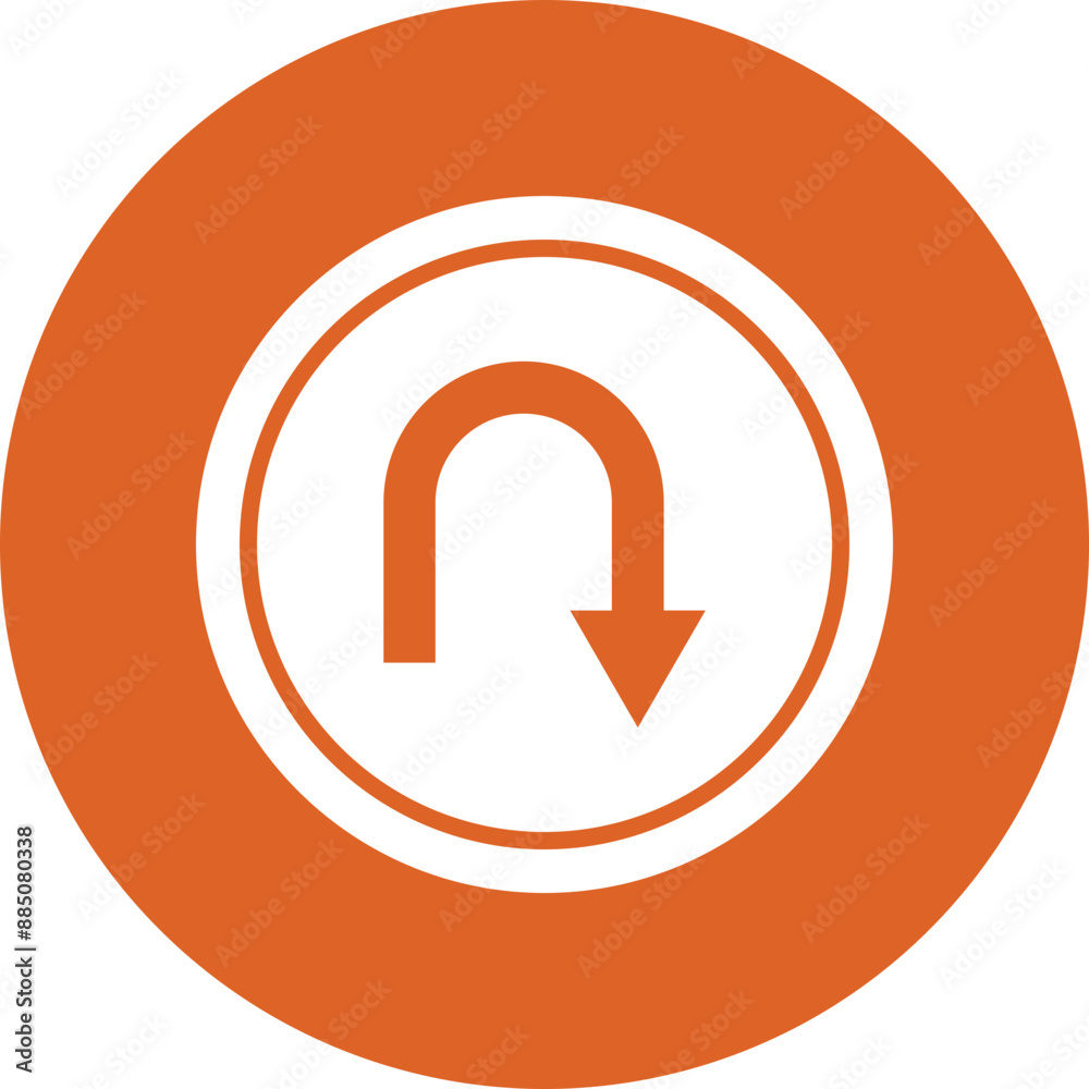 U turn glyph circle icon U turn glyph circle icon