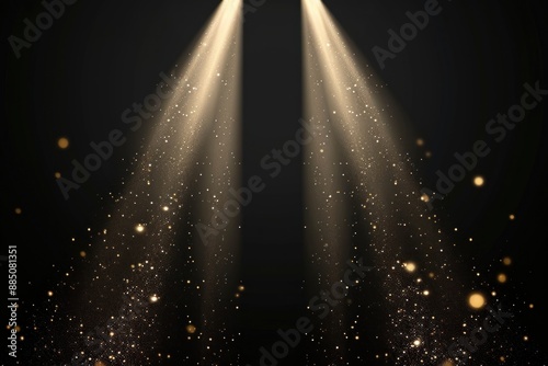 Golden spotlight glitter background photo