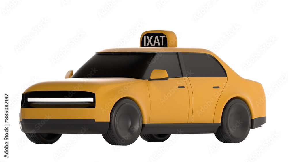 3d lowpoly orange taxi icon object 3d lowpoly orange taxi icon object