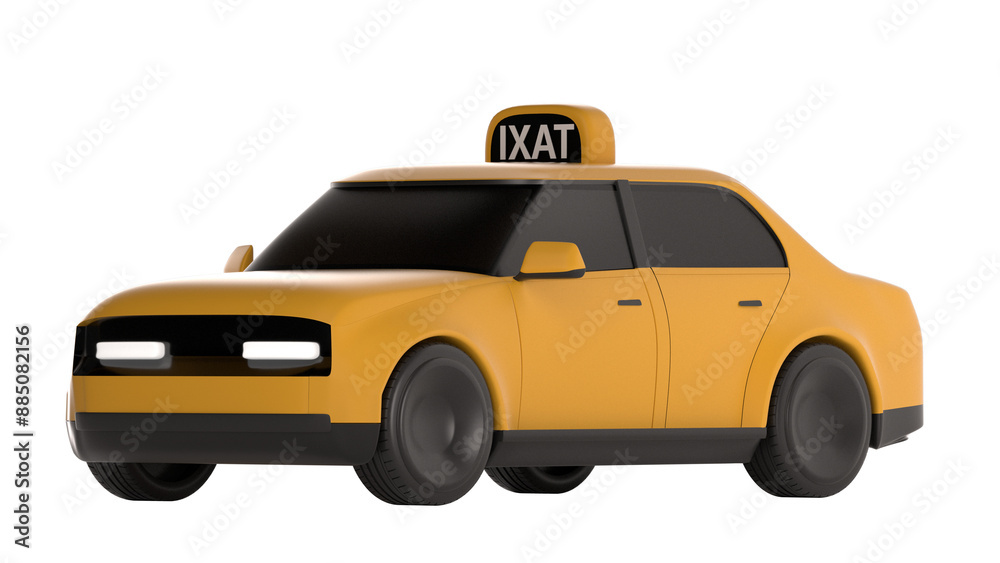 3d lowpoly orange taxi icon object 3d lowpoly orange taxi icon object