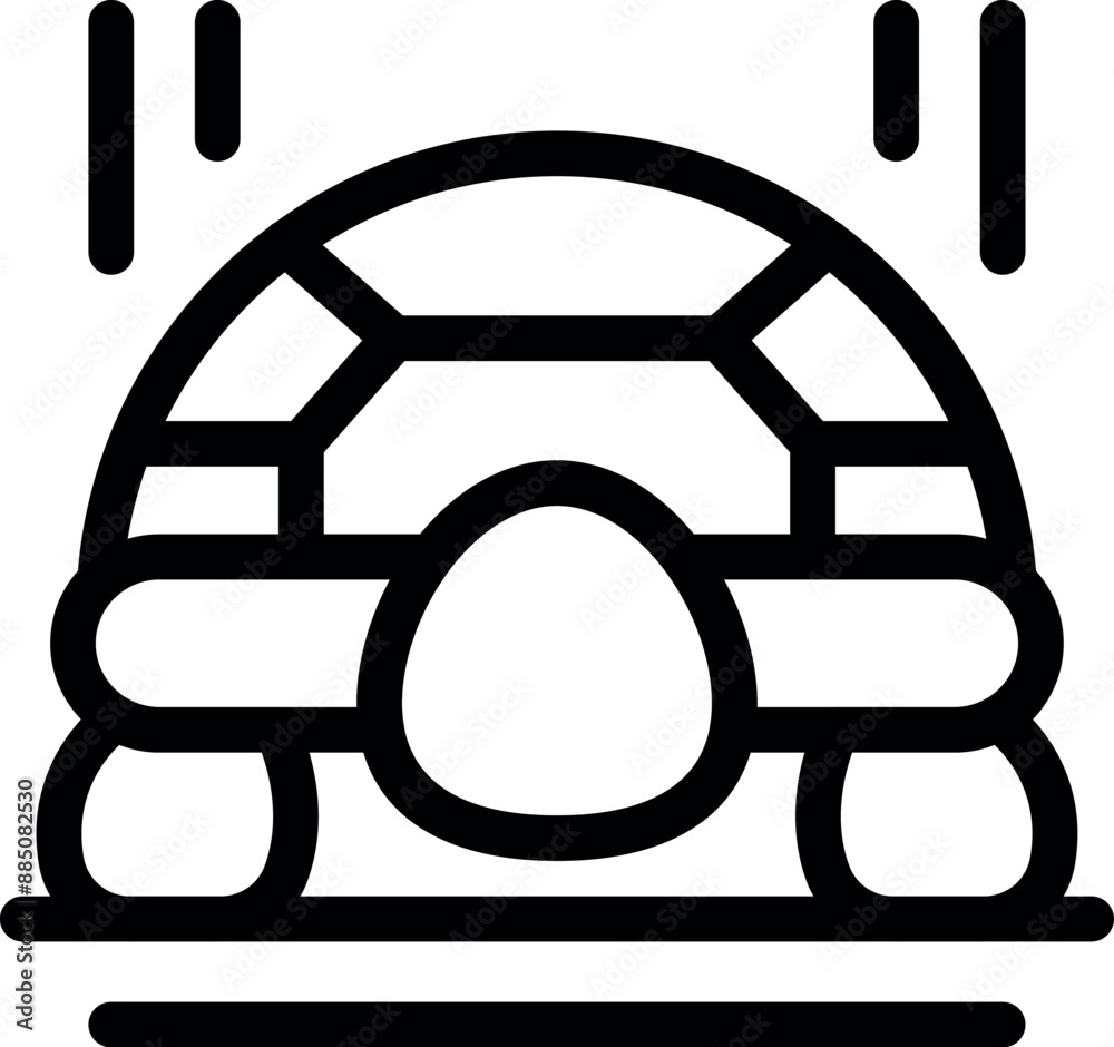 Fototapeta premium Simple, bold line icon of a turtle hiding in its shell, suggesting a sense of shyness or withdrawal