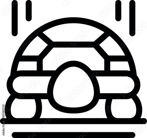 Simple, bold line icon of a turtle hiding in its shell, suggesting a sense of shyness or withdrawal