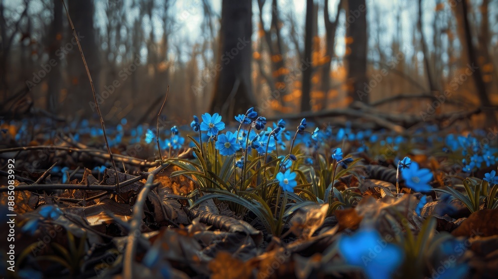 First flowers of spring blue blooms in the woods First flowers of spring blue blooms in the woods