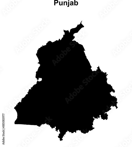 Punjab state blank outline map