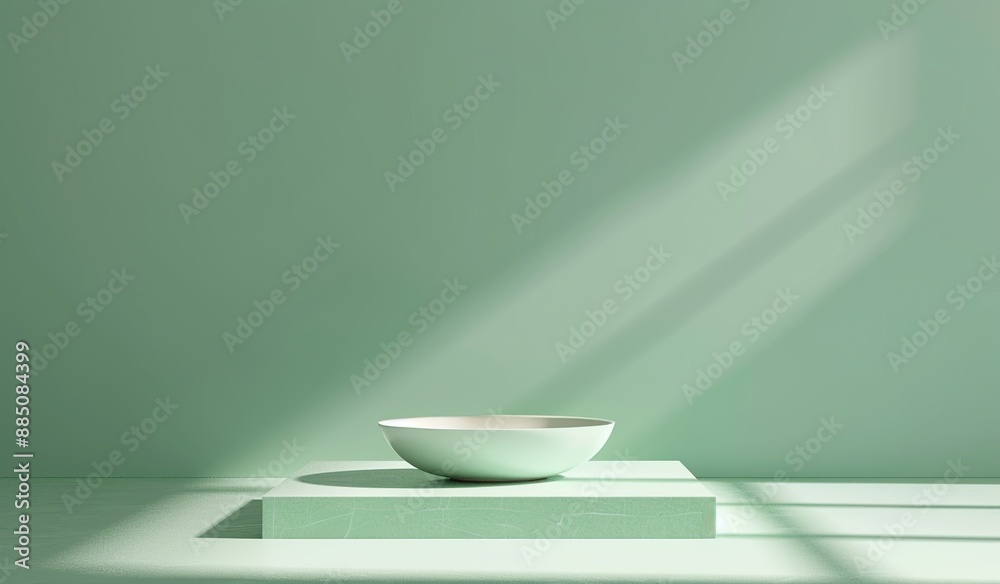 Minimalist Green Bowl on a Platform Minimalist Green Bowl on a Platform