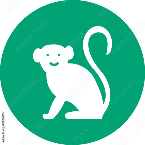 Monkey glyph circle icon