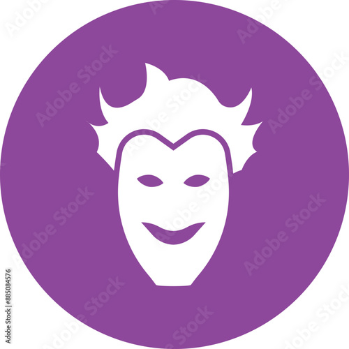 Joker glyph circle icon