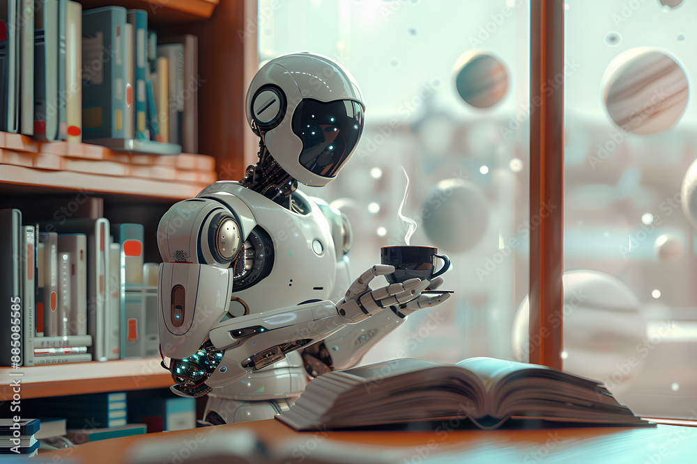 AIロボットの読書タイム AIロボットの読書タイム