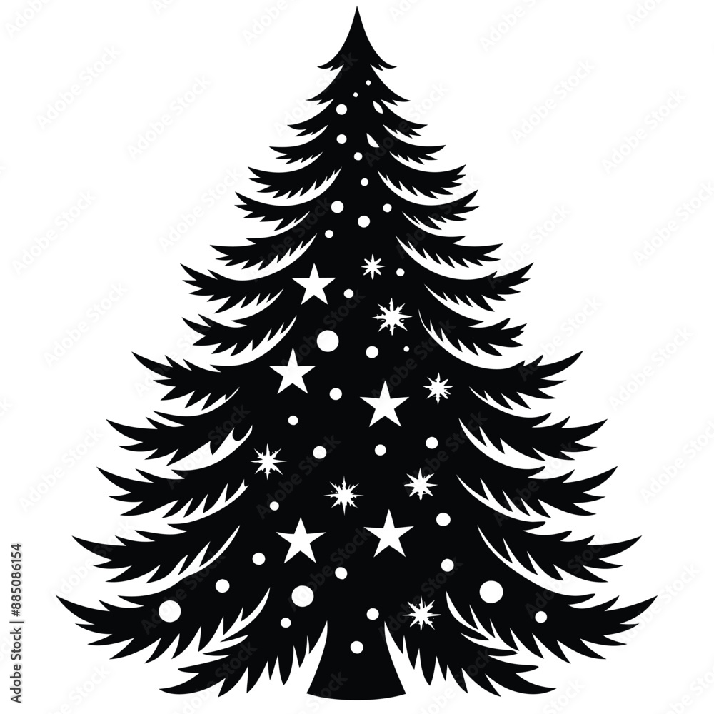 Obraz premium Christmas Winter Snowflake Silhouette Vector on White Background
