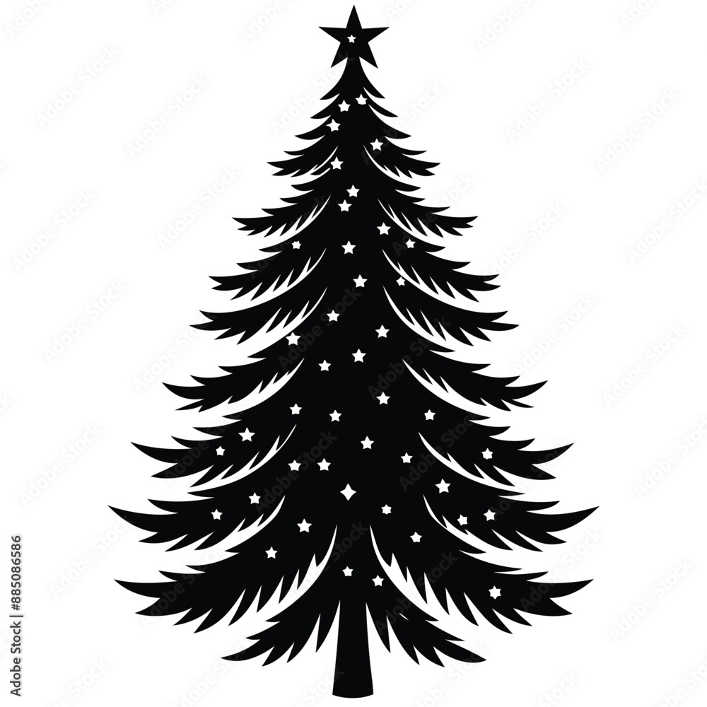 Fototapeta premium Christmas Winter Snowflake Silhouette Vector on White Background