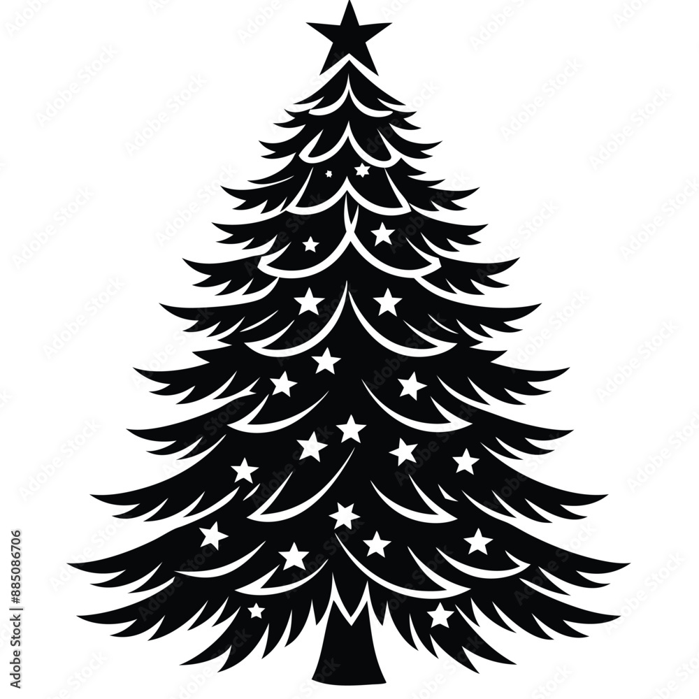 Fototapeta premium Christmas Winter Snowflake Silhouette Vector on White Background