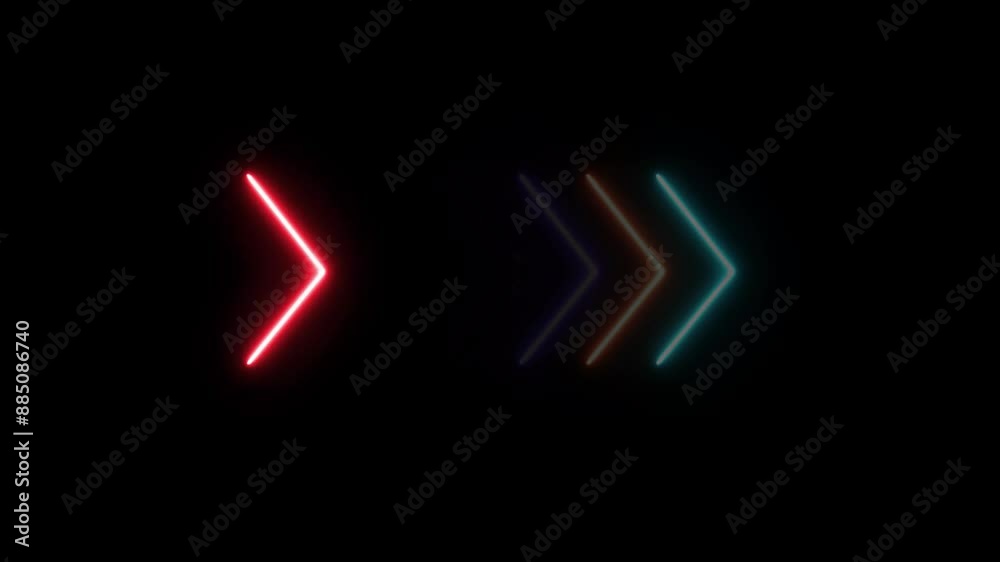Neon line glowing arrow pointing left to right direction on black background loop animation. Flashing direction indicators. See my portfolio for more color or design video. Neon line glowing arrow pointing left to right direction on black background loop animation. Flashing direction indicators. See my portfolio for more color or design video.