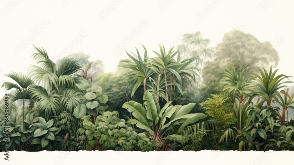 Fototapeta premium Lush tropical rainforest foliage