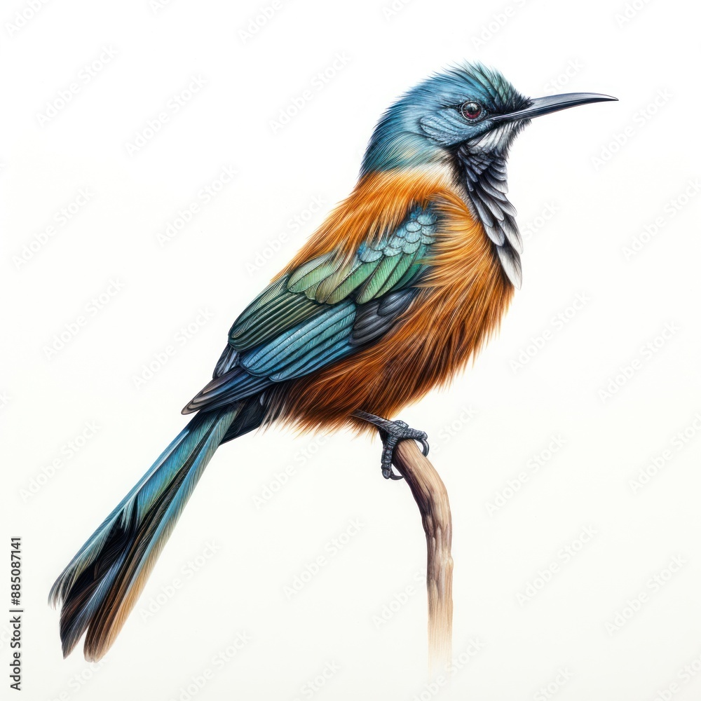 Fototapeta premium Colorful bird perched branch