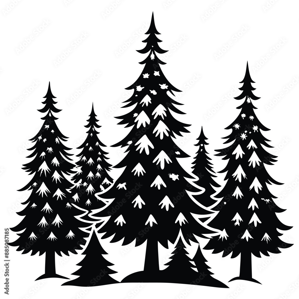 Fototapeta premium Christmas Winter Snowflake Silhouette Vector on White Background