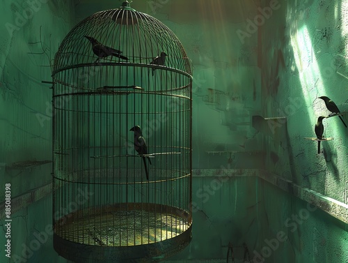 3D render of a bird breeding cage photo