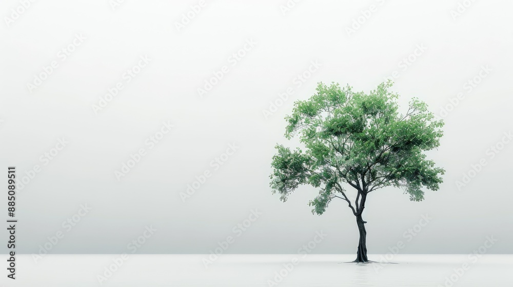 Majestic solitary tree with a white background, perfect for showcasing nature's simplicity and beauty. Majestic solitary tree with a white background, perfect for showcasing nature's simplicity and beauty.