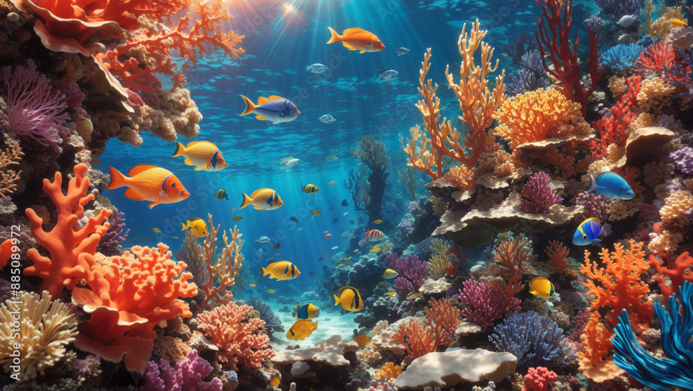 shows a vibrant coral reef shows a vibrant coral reef