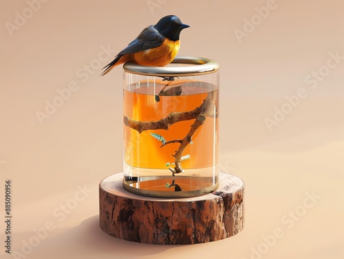 3D render of a bird waterer photo