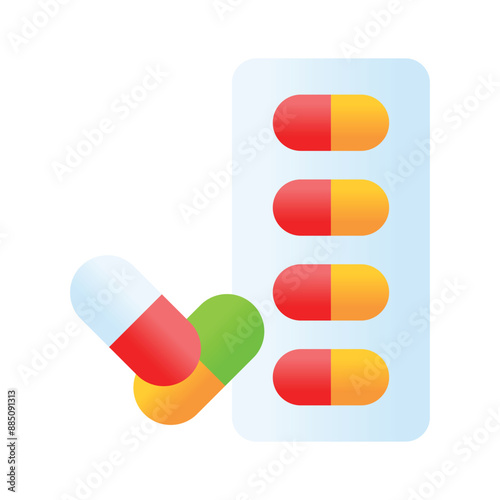 Trendy vector of capsules, antibiotic capsules, icon of medical drugs