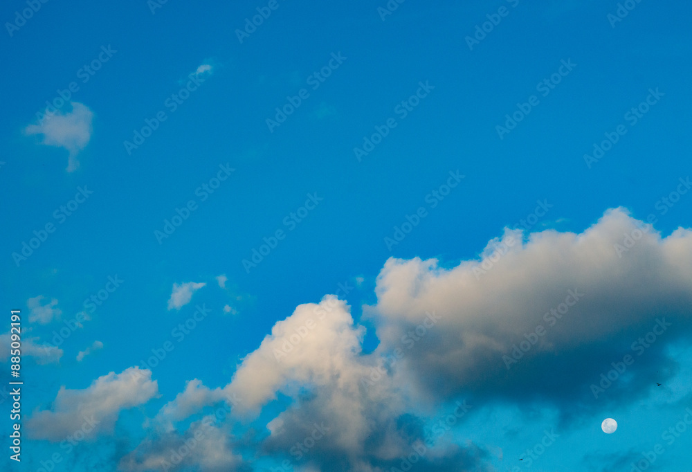 Fototapeta premium background of bright blue sky and white clouds during the day